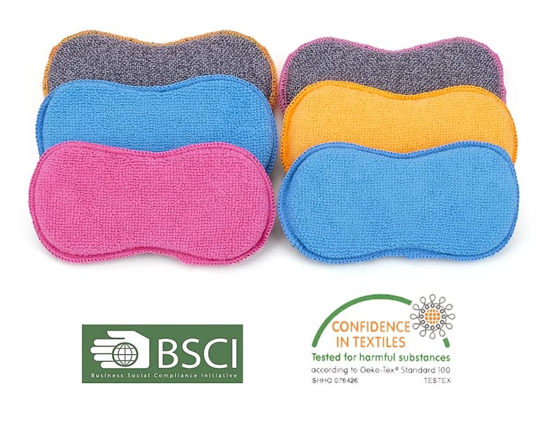 UPSTAR Dish Sponges Kitchen, Microfiber Cleaning Scrubber for Dishwashing, Sink, Basin and Multi-Pupose, Non-Scratch Pack of 6 - Image 5
