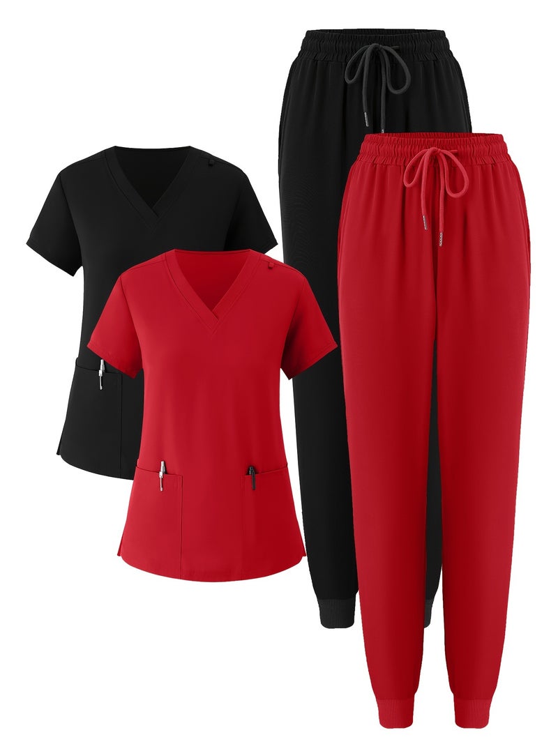 4Pcs Women'S Workwear Set - Stretchy And Breathable Uniform - Image 5