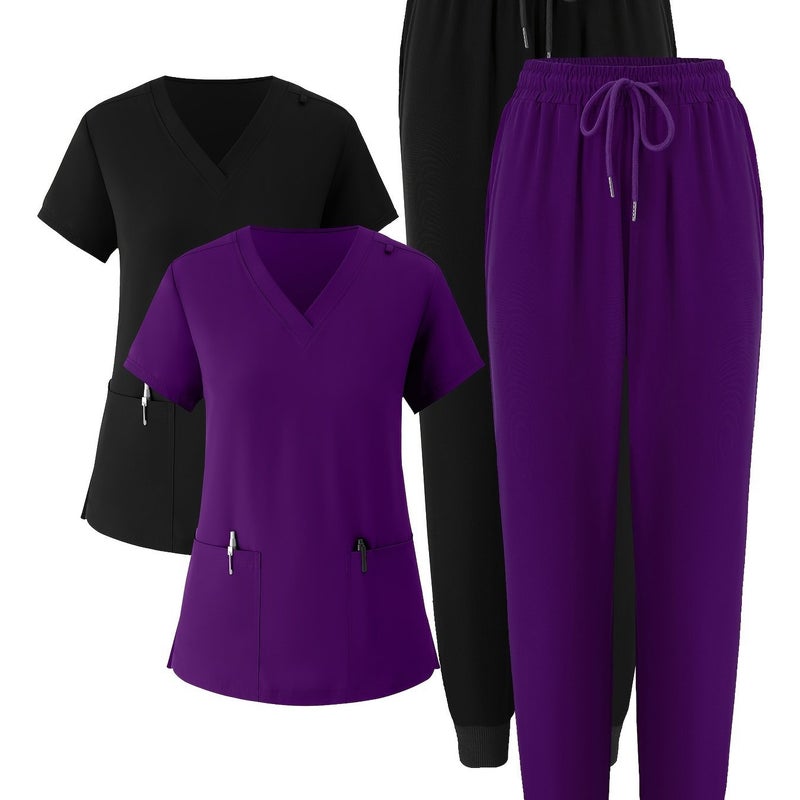 4Pcs Women'S Workwear Set - Stretchy And Breathable Uniform - Image 1