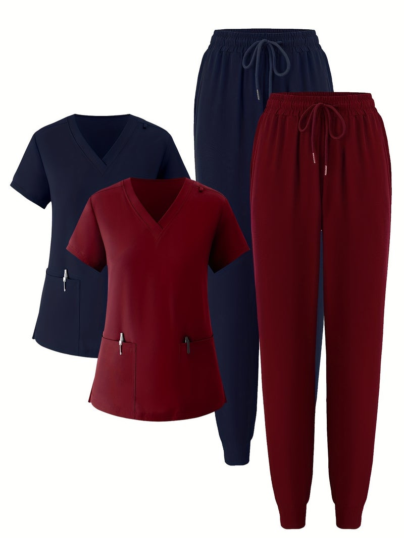 4Pcs Women'S Workwear Set - Stretchy And Breathable Uniform - Image 3