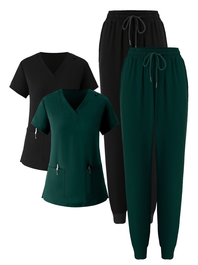 4Pcs Women'S Workwear Set - Stretchy And Breathable Uniform - Image 4