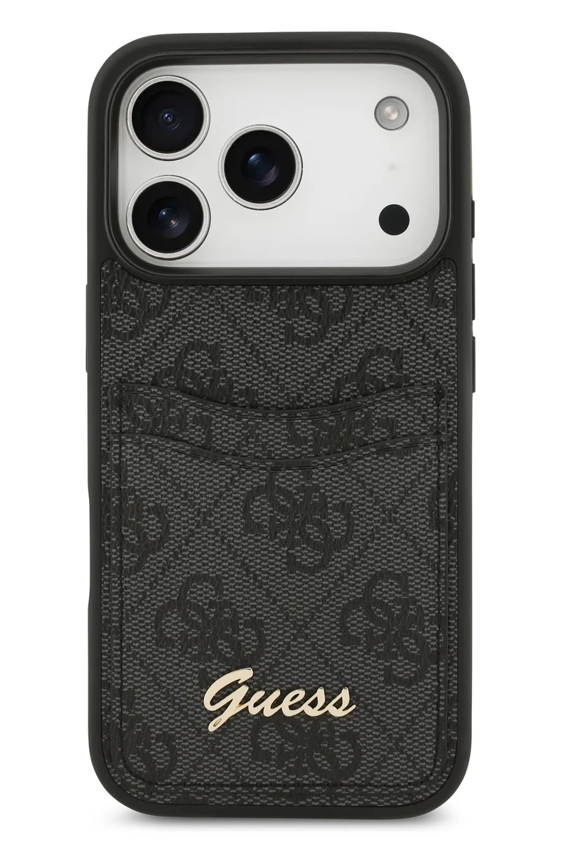 GUESS iPhone 17 Pro PU Case With Cardslot & Script Metal Logo / Ultra Slim / lightweight design / Easy Installation - Black