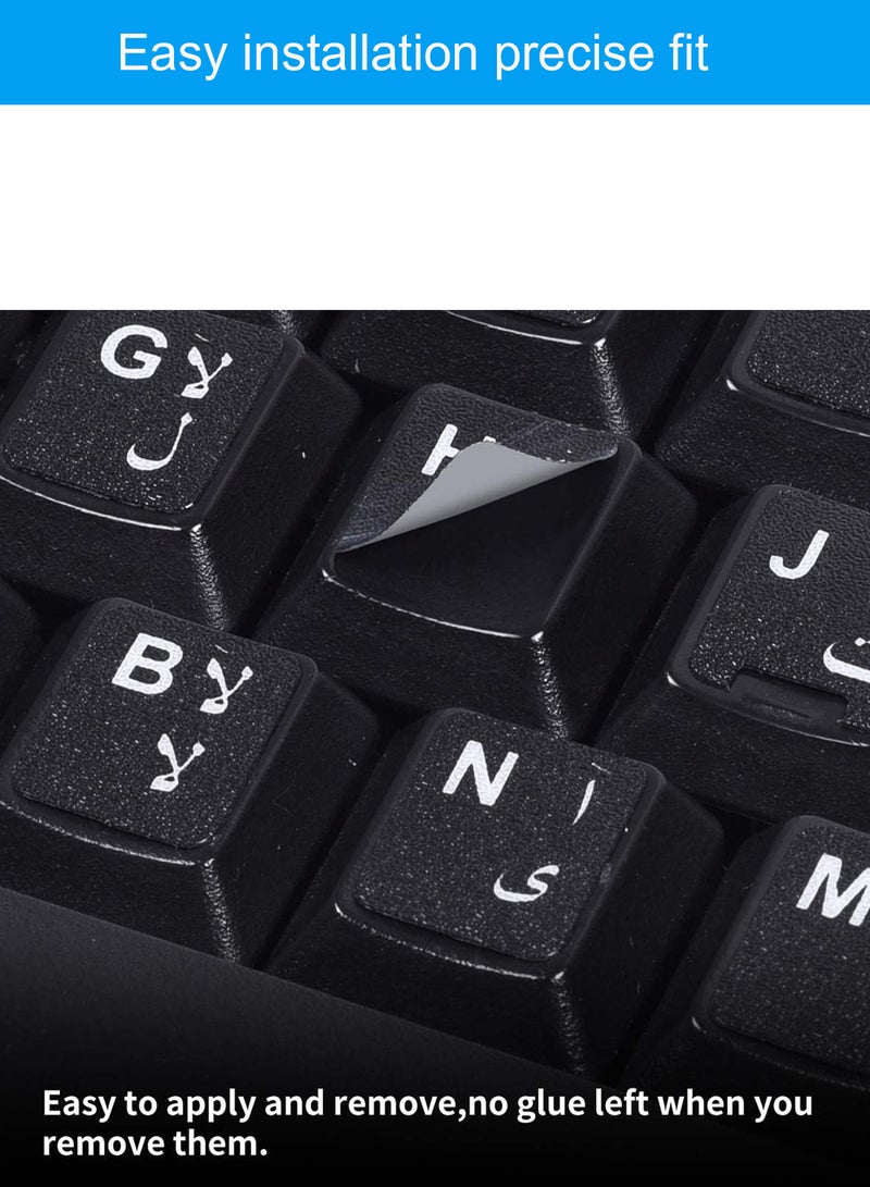 دراكلاو ملصقات لوحة مفاتيح عربية وإنجليزية مقاومة للماء وغير لامعة بخلفية سوداء وخط أبيض مناسبة لأجهزة الكمبيوتر المحمولة والمكتبية للاستخدام اليومي والهدايا - Image 4