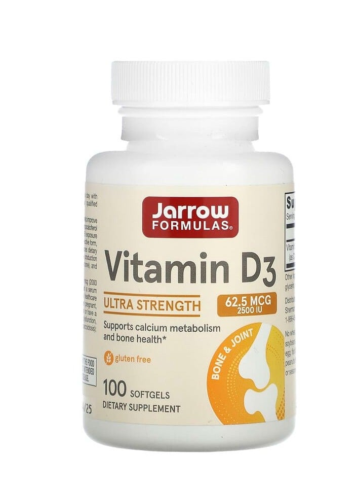 jarrow formulas Vitamin D3, Ultra Strength, 62.5 mcg (2,500 IU), 100 Softgels