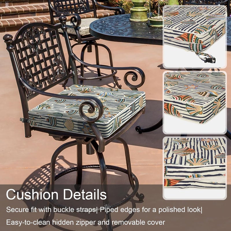 LVTXIII Outdoor Chair Cushions 18.5x16x3 Inch, Square Water-Repellent Patio Seat Cushions with Ties & Hidden Zipper, 2 Pack Thick Foam Chair Pads for Garden Furniture, Cabana Shells - Image 4