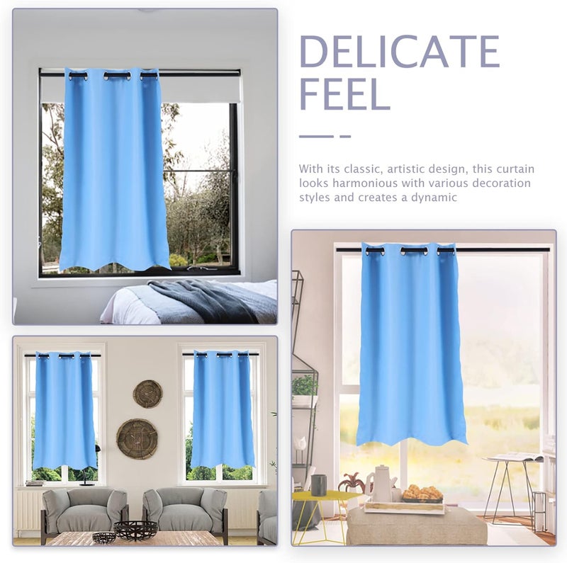 klarako Blackout Window Curtain Kitchen Short Drape Curtain Polyester Curtain Home Decor for Dining Living Room Bedroom Kitchen ( Sky- blue ) - Image 2