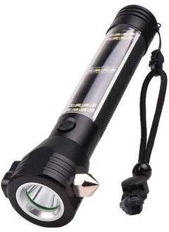 Golida Golida Aluminium 7 Mode Rechargeable Solar LED Torch Flashlight Use for Car Emergency Tool with Window Breaker Seat Belt Cutter Compass for Camping Hiking  - Image 1