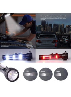 Golida Golida Aluminium 7 Mode Rechargeable Solar LED Torch Flashlight Use for Car Emergency Tool with Window Breaker Seat Belt Cutter Compass for Camping Hiking  - Image 5