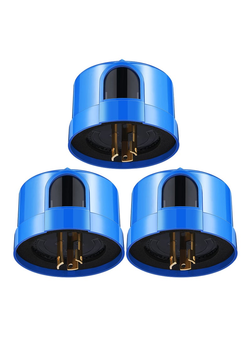 SYOSI 3 Pcs Photocell Twist Lock Photocell Sensor Auto on off Photocell Switch Dusk to Dawn Light Control Light Sensor for Outdoor Lights 120v~277v, Blue - Image 1