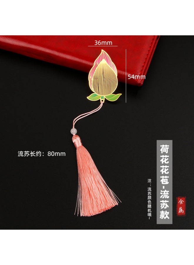 HELPS Creative Metal Painted Bookmark Chinese Style Brass Tassel Retro Student Exquisite Gift Bookmark Wenchuang - Image 1