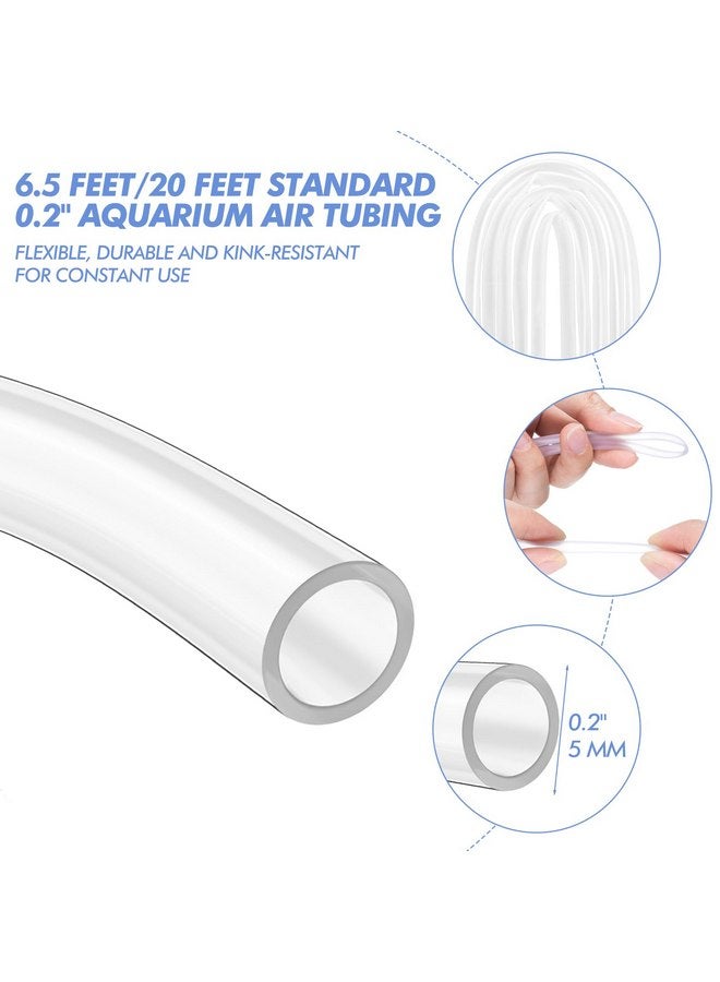 شابي ملحقات مضخة الهواء لحوض السمك Shappy بطول 6.5 قدم/20 قدم، أنبوب هواء قياسي مقاس 2 بوصة لحوض السمك يحتوي على أحجار هواء وصمامات فحص وكؤوس شفط وموصلات مستقيمة وموصلات على شكل حرف T (12 ملحقًا) - Image 2