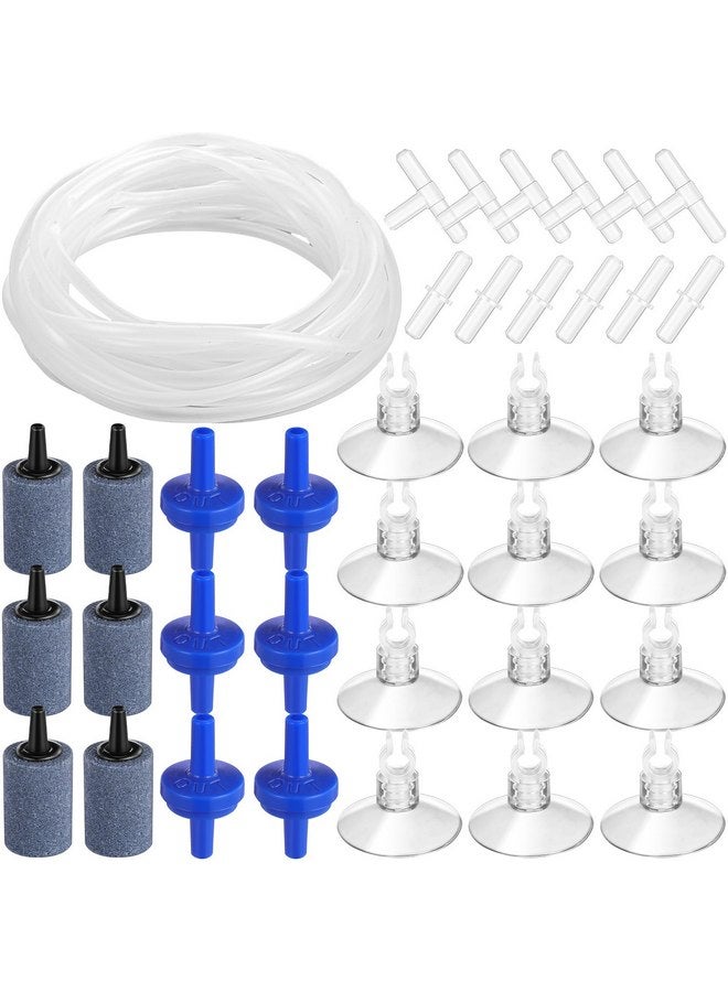 شابي ملحقات مضخة الهواء لحوض السمك Shappy بطول 6.5 قدم/20 قدم، أنبوب هواء قياسي مقاس 2 بوصة لحوض السمك يحتوي على أحجار هواء وصمامات فحص وكؤوس شفط وموصلات مستقيمة وموصلات على شكل حرف T (12 ملحقًا) - Image 1
