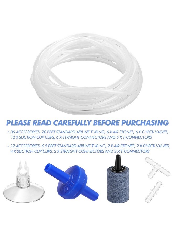 شابي ملحقات مضخة الهواء لحوض السمك Shappy بطول 6.5 قدم/20 قدم، أنبوب هواء قياسي مقاس 2 بوصة لحوض السمك يحتوي على أحجار هواء وصمامات فحص وكؤوس شفط وموصلات مستقيمة وموصلات على شكل حرف T (12 ملحقًا) - Image 3