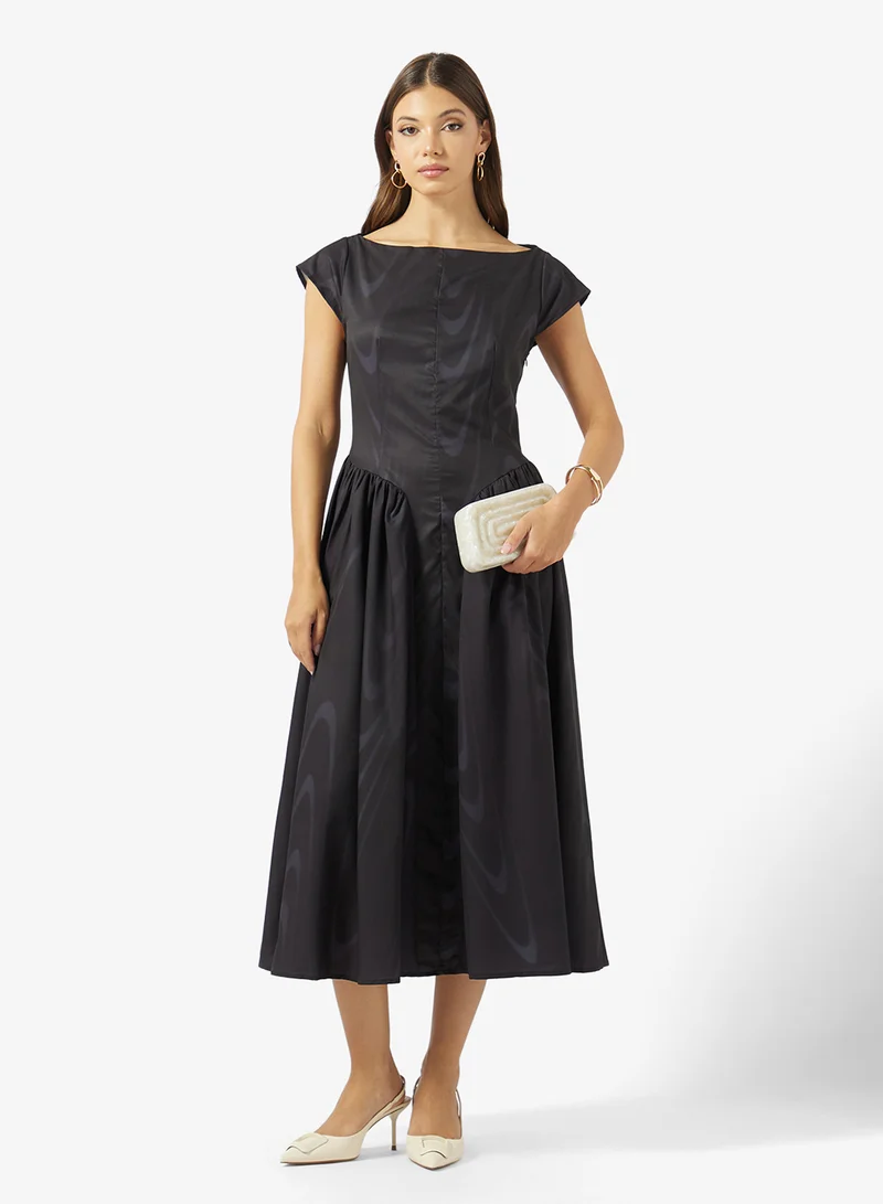 Ella  A-line Dress With Ruched Waistline for Women | Best Price UAE