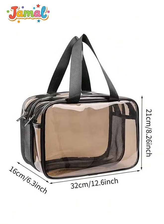Jamal Clear Toiletry Bag for Women Men, Portable Large Travel Makeup Bag, Waterproof & Draining Transparent Cosmetic Bag, Carry On Airport Airline Compliant Bag - Image 2