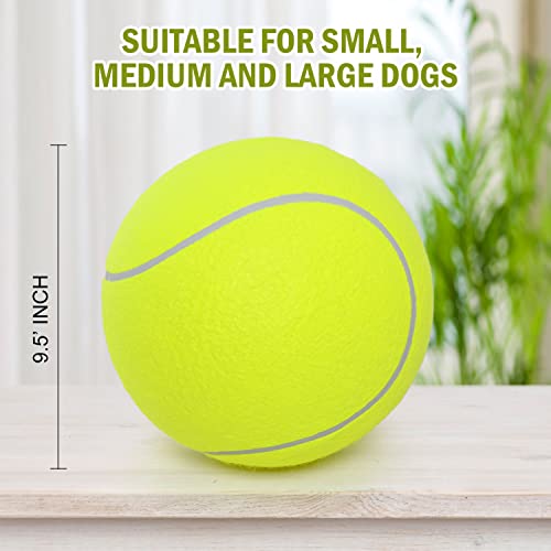 Pomeat 2 PCS Gaint Tennis Ball for Dogs 95 Inflatable Large Tennis Balls Pet Chew Toy Inflatable Rubber NonToxic Pet Toy Balls with Pump Needle for Small Medium Large Dogs - Image 3