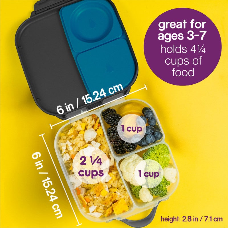 b.box Mini Lunchbox | Bento Box with 3 Compartments (2 Leakproof) | Ideal for Toddlers, Kids Lunch & Snacks | Fits Whole Piece of Fruit | BPA Free - Image 4