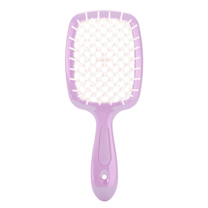 إسكدنيا Cross-border hot sale mesh hollow comb hair comb dry and wet dual-purpose honeycomb hole scalp massage fluffy styling hair comb Light purple handle-white