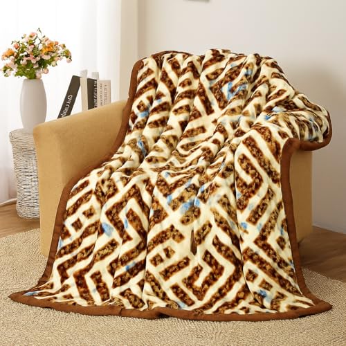 Nivasam Peach Semi Cloudy Blanket Single Bed (82 x 56 inch) – Ultra Soft & Lightweight – 1.3 kg Winter Blanket (Rustic Maze) - Image 3