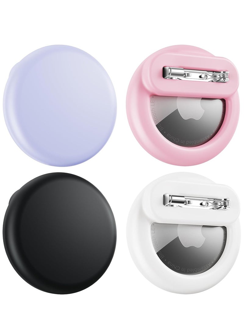 General 4Pack Apple Kids Hidden Case, Airtag Tracker for Kids,  Hidden Kids Holder with Invisible Pin, Anti Lost, for Kids, Elderly, Luggage, Clothing (Black White Pink Purple)  - Image 1