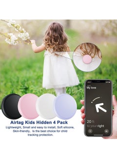 General 4Pack Apple Kids Hidden Case, Airtag Tracker for Kids,  Hidden Kids Holder with Invisible Pin, Anti Lost, for Kids, Elderly, Luggage, Clothing (Black White Pink Purple)  - Image 3