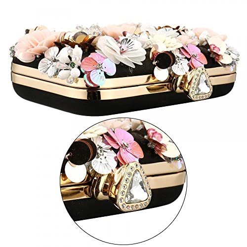 Gets Sequins Floral Handbag Rose Nude Clutch Purses and Handbags for Women Wedding Prom Banquet Party 3D Sequins Evening Handbag - Image 5