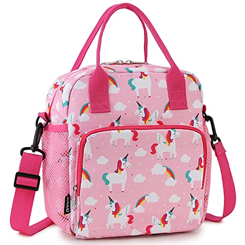 RAVUO Unicorn Lunch Bag for Girl Insulated Cute Girls Lunch Box for Kids Reusable Lunch Tote with Detachable Shoulder Strap Plush - Image 1