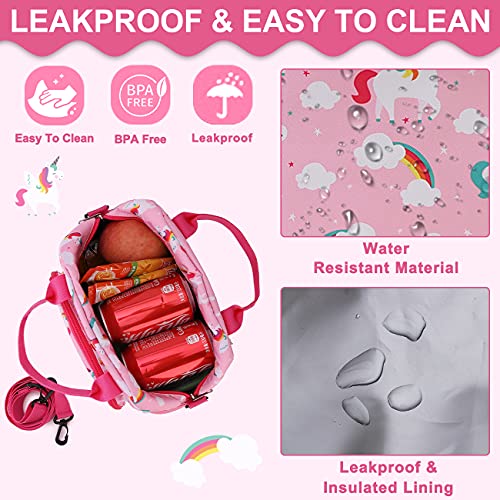 RAVUO Unicorn Lunch Bag for Girl Insulated Cute Girls Lunch Box for Kids Reusable Lunch Tote with Detachable Shoulder Strap Plush - Image 5