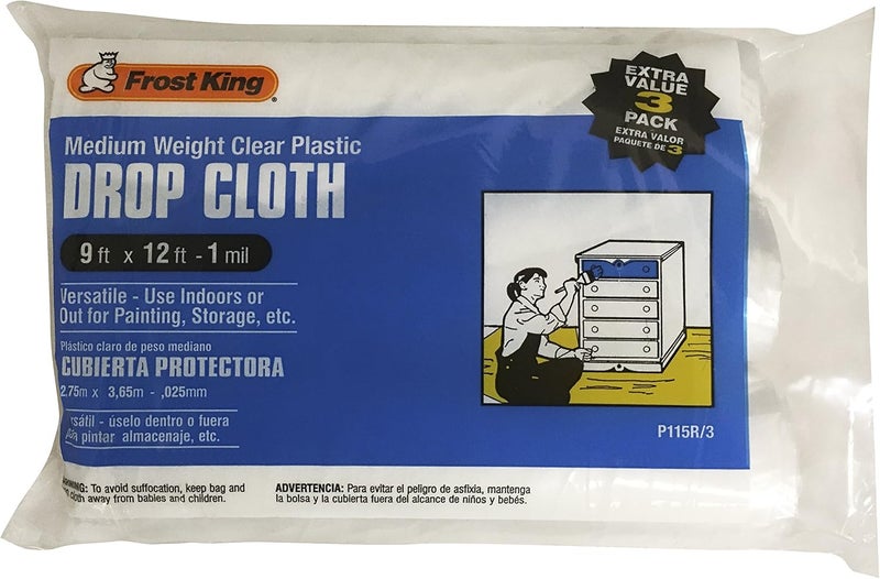 Frost King P115R/3 Clear Polyethylene Drop Cloths - 3 Pack, 9' x 12' x 1Mil - Image 2