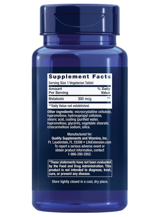 Life Extension - Melatonin 6 Hour Timed Release, 300 mcg, Extended-Release Formula for Gentle Sleep Support, Healthy circadian Rhythms, Cellular Defense, Gluten-Free, Non-GMO, Vegetarian, 100 Tablets - Image 1