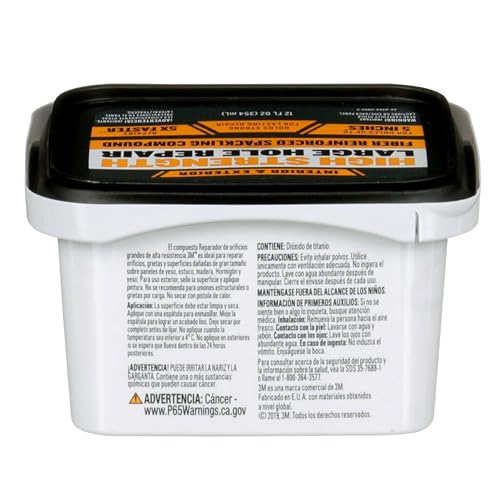 3M High Strength Fiber Reinforced Spackling Compound, 12 oz., Ideal for Large Hole Repair Cracks and Damaged Surfaces in Drywall, Plaster, Stucco, Concrete & Wood, For Easy Wall Repair (LHR-12-PC-12) - Image 4