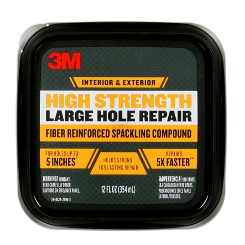 3M High Strength Fiber Reinforced Spackling Compound, 12 oz., Ideal for Large Hole Repair Cracks and Damaged Surfaces in Drywall, Plaster, Stucco, Concrete & Wood, For Easy Wall Repair (LHR-12-PC-12) - Image 5