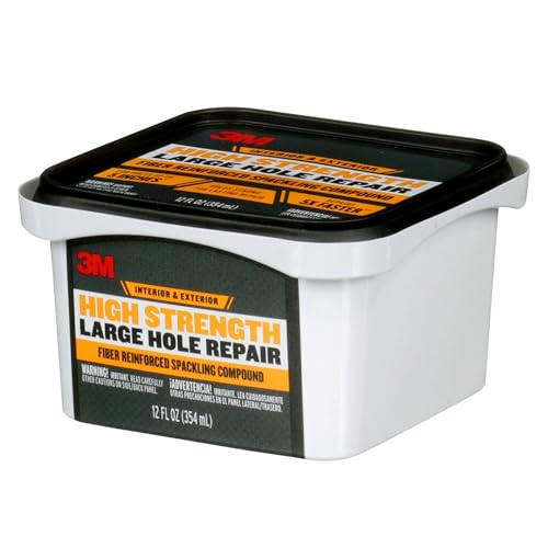 3M High Strength Fiber Reinforced Spackling Compound, 12 oz., Ideal for Large Hole Repair Cracks and Damaged Surfaces in Drywall, Plaster, Stucco, Concrete & Wood, For Easy Wall Repair (LHR-12-PC-12) - Image 3