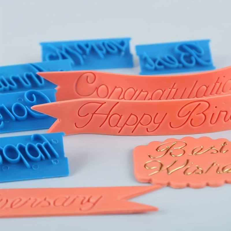 6 Pcs Alphabet Cake Press Mold Kitchen Baking Birthday Decoration Tool - Image 1