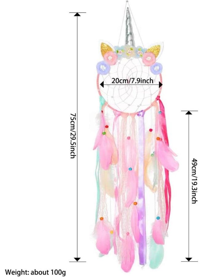 NIBEMINENT Decorative Handmade Feather Lace Dream Catcher Multicolour - Image 4