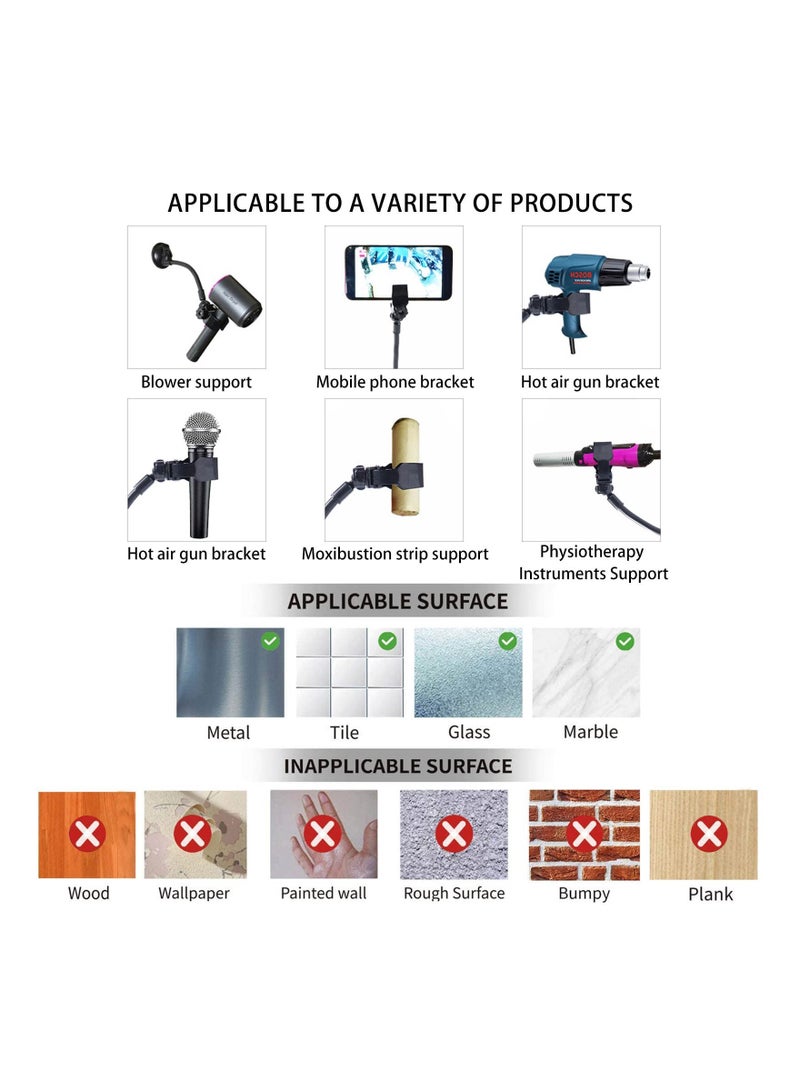 Hair Dryer Holder Stand, Adjustable Hair Dryer Holder Stand, 360 Degree Rotation Blow Dryer Bracket, with Positionable Arm and Suction Cup, Hands Free Hair Dryer Holder for Mirror and Ceramic Tile - Image 5