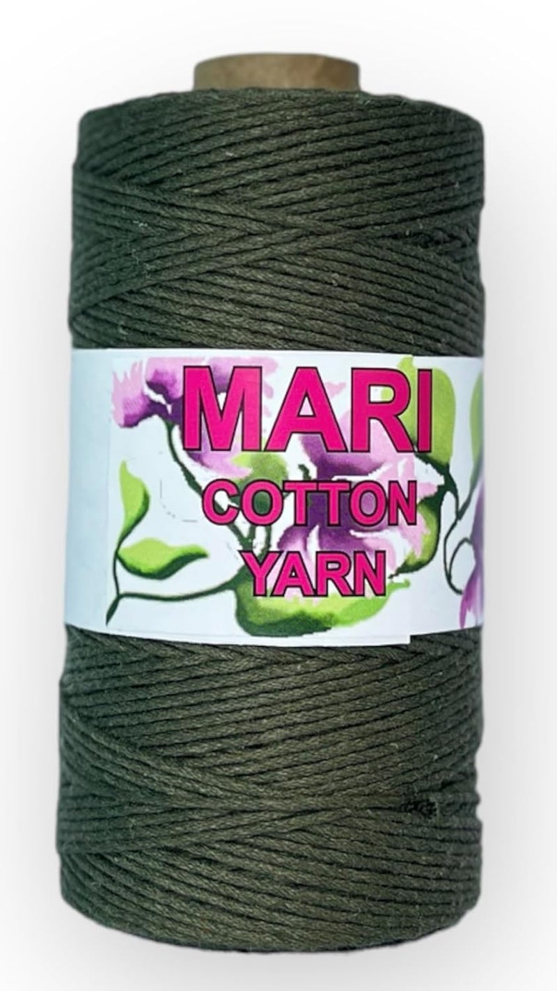MARI - Recycled Cotton Crochet Yarn - Regular Yarn - Olive - 100 Grams - 200 Metres. - Image 1