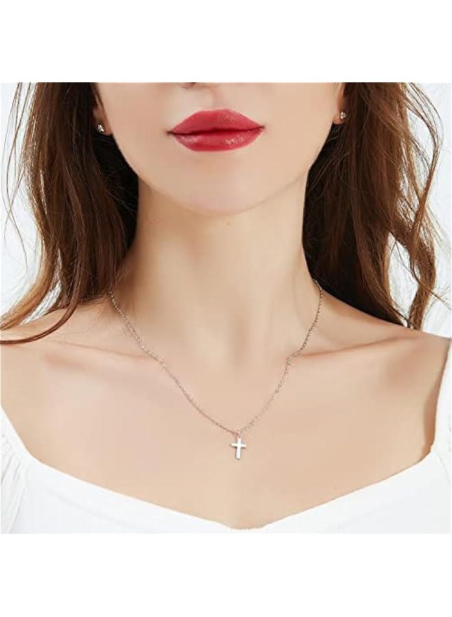 Arabest S925 Sterling Silver Tiny Cross Pendant Necklace for Women Dainty Cross Necklaces Mothers Day Birthday Gifts for Women - Image 2