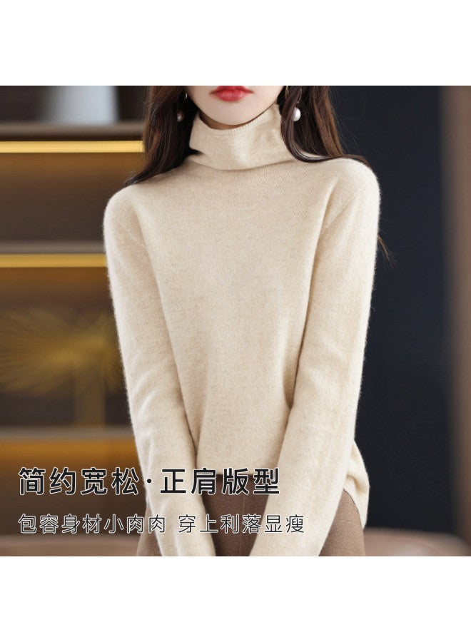 Moonbadi 100% Merino Wool Fashionable Turtleneck Wool Base Layer Women'S Warm Top Stylish Slim-Fitting Innerwear - Image 5