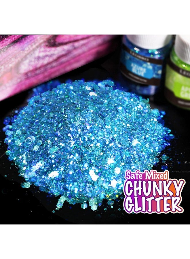LEOBRO Glitter, Holographic Chunky Glitter, 15 Colors Craft Glitter For Resin, With 5Pcs Mixing Spoon, Glitter For Nail Body, Resin Glitter Flakes For Tumbler Jewelry Arts And Crafts - Image 2