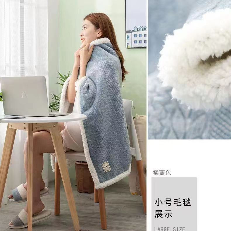 Manufacturer Supplies Embossed Flannel Composite Lamb Velvet Thickened Warm Blanket Nap Blanket Shawl Blanket - Image 2
