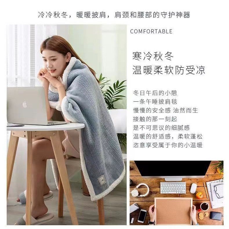 Manufacturer Supplies Embossed Flannel Composite Lamb Velvet Thickened Warm Blanket Nap Blanket Shawl Blanket - Image 5