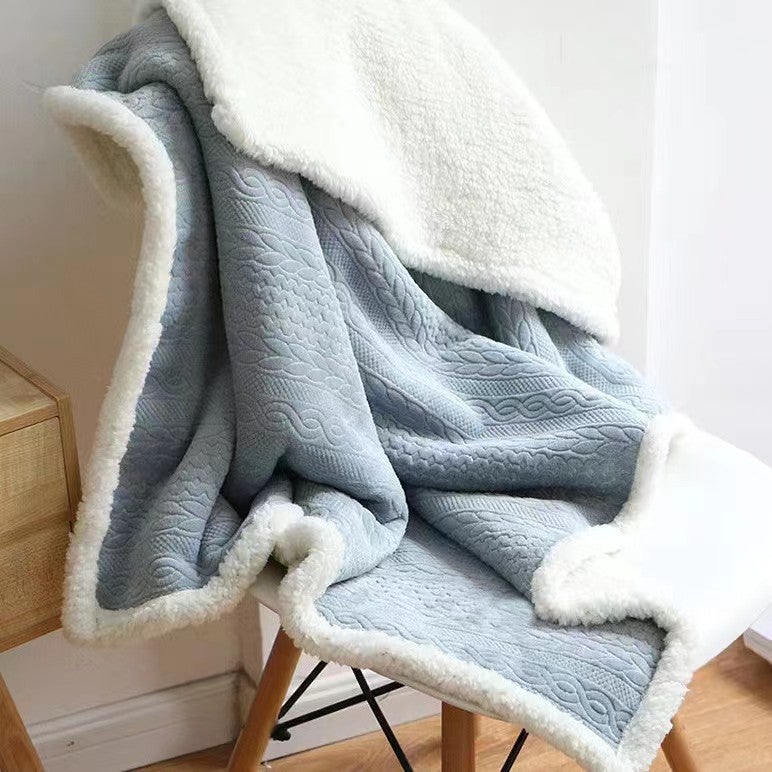 Manufacturer Supplies Embossed Flannel Composite Lamb Velvet Thickened Warm Blanket Nap Blanket Shawl Blanket - Image 3