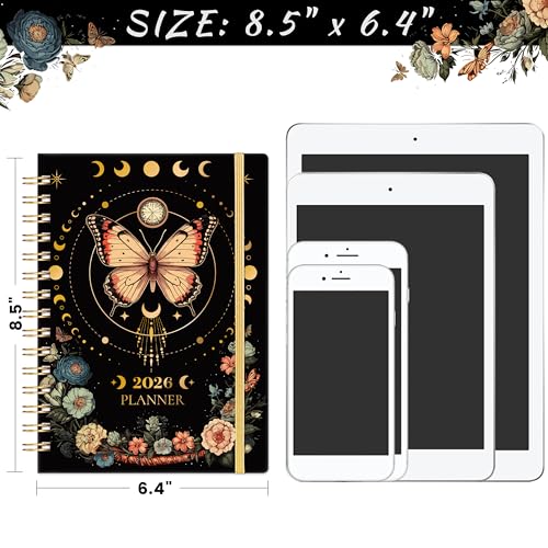 Pinchoco 2026 Planner - Planner 2026, Jan 2026 - Dec 2026, 6.4" x 8.5", Weekly and Monthly with Tabs, Back Pocket + Thick Paper - Butterfly - Image 3