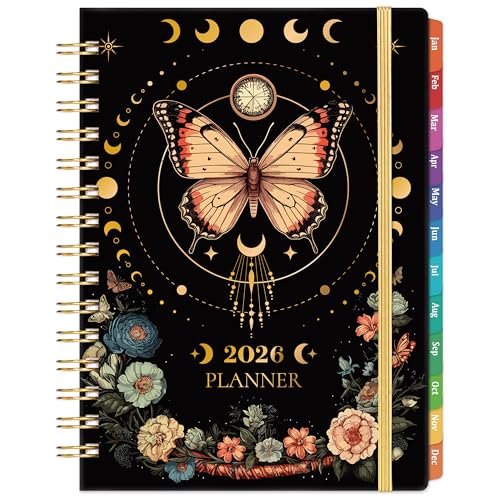 Pinchoco 2026 Planner - Planner 2026, Jan 2026 - Dec 2026, 6.4" x 8.5", Weekly and Monthly with Tabs, Back Pocket + Thick Paper - Butterfly - Image 1