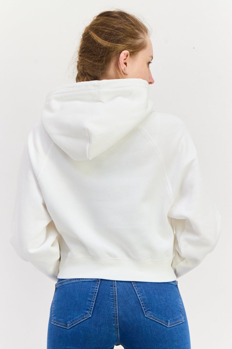 ESPRIT هودي نسائي بغطاء رأس بشعار العلامة التجارية، أبيض - Image 2