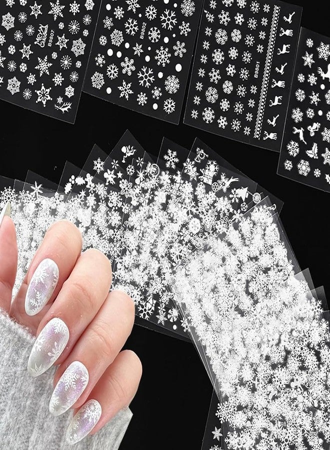 Scheibe 3D White Floral Nail Art Stickers, Acrylic with Rhinestone Embellishments, 20 Sheets, Glossy Finish, Water Resistant - Image 2