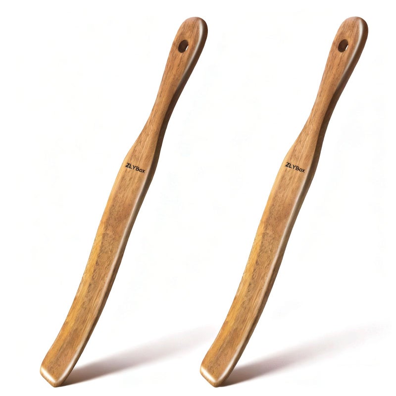 ZLYBox 2Pcs Wooden Spurtle for Sourdough Starter, Mixing, Reaching Bottom of Jar, Dough Whisk, Long Handle Spatula, Kitchen Tools for NonStick Cookware, Baking & Cooking Utensils - Image 1