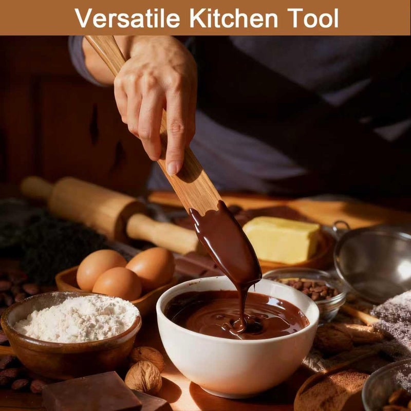 ZLYBox 2Pcs Wooden Spurtle for Sourdough Starter, Mixing, Reaching Bottom of Jar, Dough Whisk, Long Handle Spatula, Kitchen Tools for NonStick Cookware, Baking & Cooking Utensils - Image 2