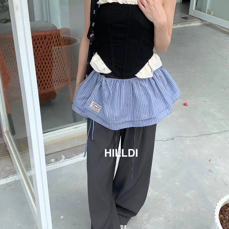Korean Retro Plaid Tie Waist Skirt, Layering Hip Cover, Summer Mini Skirt - Image 3